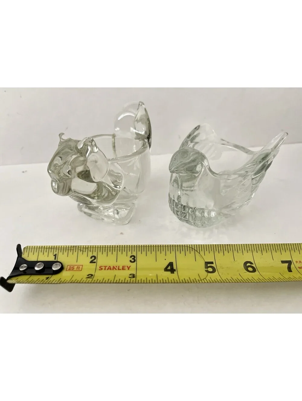Set Of (2)  vintage Avon Crystal Glass Dove Votive Holders Candle Holder